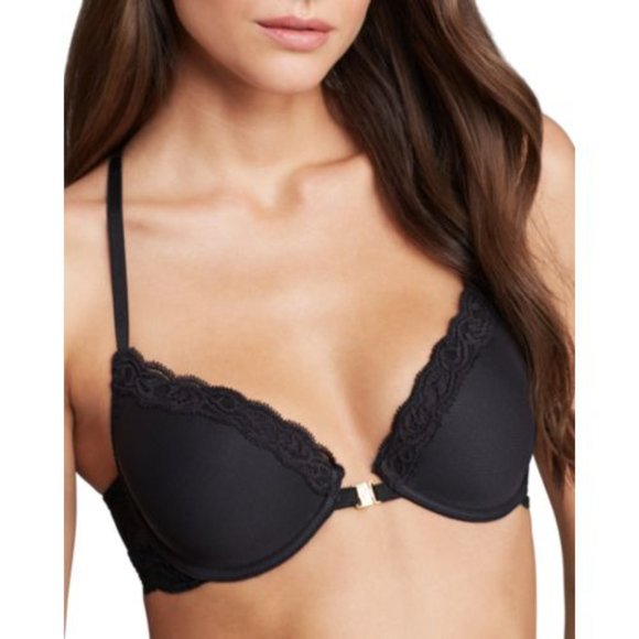 Natori Feathers Front Close T-Back Bra 32DD  Black - Picture 2 of 2